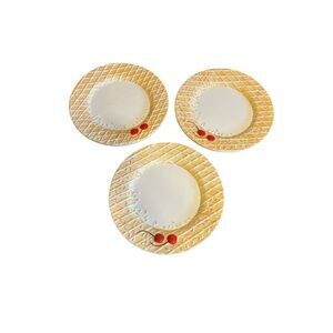 3 Oneida Dessert Plates Ice Cream Cherry Waffle Cone Sprinkles Design 8”